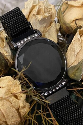 Leerybee Special Boxed Touch Screen Magnet Black Color Stone Women's Watch Girl Arkadasa Gift Lover