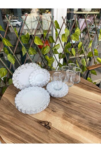 GÜRCÜGLASS DANTEL 18 PRÇ ÇAY KEYFİ GÜMÜŞ