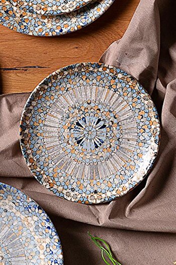 Bonna Porselen Luca Mozaik 19cm Düz Tabak 6'lı Takım S-mt-lucmzgrm19dz