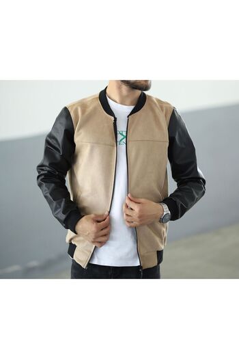 BYzıt MEN'S SLEEVE LEATHER SUEDE JACKET