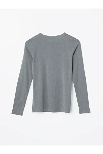 LC Waikiki Lcwaikiki - Anthracite Melange Crew Neck Long Sleeve Women's Bodysuit