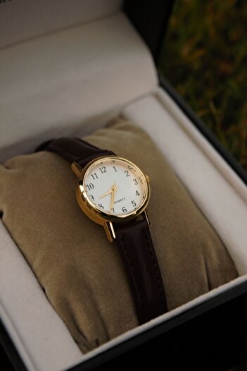 QUARTZ Marka Vintage Deri Kordon Yuvarlak Klasik Minimal Kol Saati