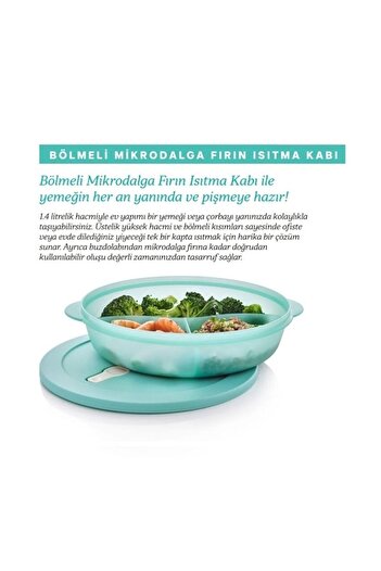 Tupperware Bölmeli Mikrodalga Fırın Isıtma Kabı 1.4 Lt Mikro Tabak