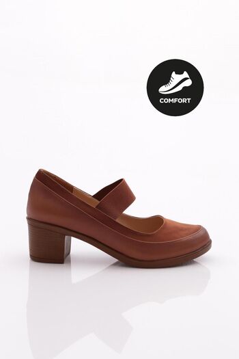 DGN Tan Single Stripe Women's Heeled Shoes - 341733648