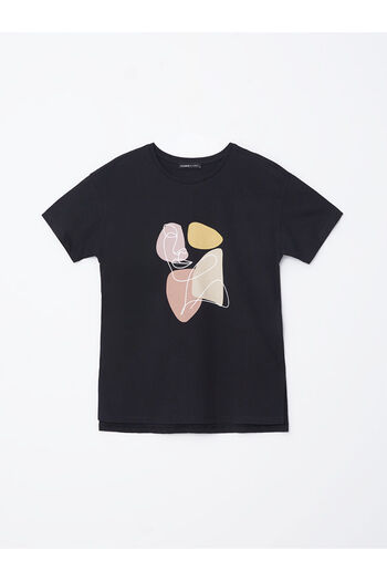 LC Waikiki Γυναικείο T-Shirt LCW - Crew λαιμόκοψη και εμπριμέ σχέδιο