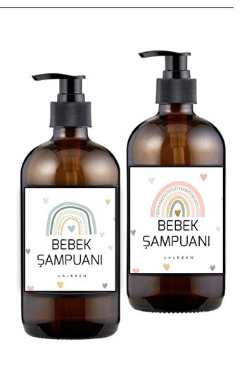 LALEZEN 2 Τεμάχια Baby Shampoo Γυάλινο Μπουκάλι με Ετικέτα 500 Ml