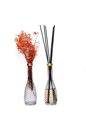 Missi Black Gold Neck - 26 cm Embossed Thin Glass Vase