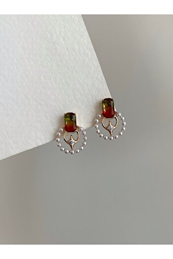 Owentis Rose Gold Steel Elegant Cameo Earrings with Stone Pearls - No Darkening