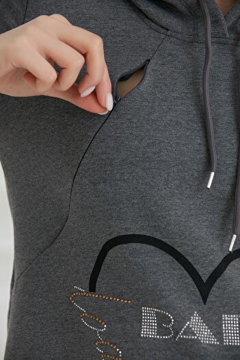 LİYACA Maternity Sweatshirt - Easy Breastfeeding, Love Stone