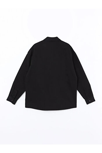 LC Waikiki LCW Lässiges Gabardine-Hemd für Herren – Schwarz, bequeme Passform, lange Ärmel
