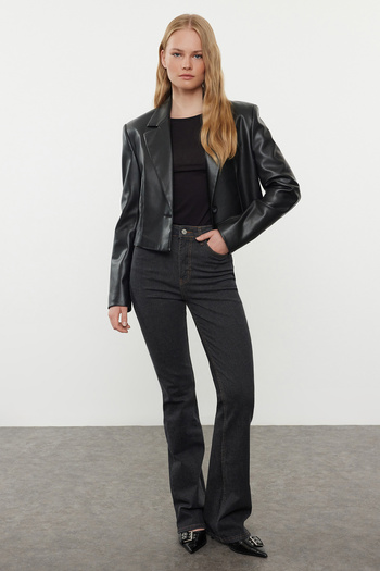 Trendyol Collection Černé džíny s vysokým pasem - TWOAW25JE00098