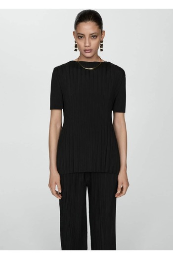 MANGO Woman Short-Sleeved Pleated T-Shirt