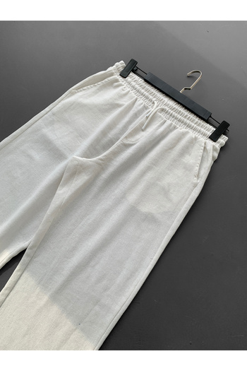 NO1 KONSEPT Baggy Ecru Linen Trousers - Basic Model
