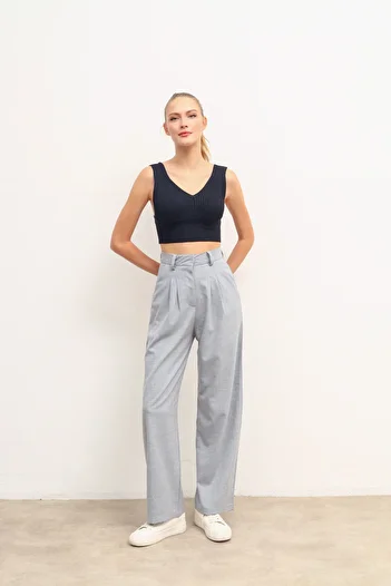 Perryes High Waist Pleated Women's Plaszo Pants