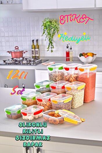 ASlife Home 4-size Silicone 12-piece Storage Set - Leak-proof, Airtight, Lockable Lid, 700ml 1300ml 2000ml 3200ml