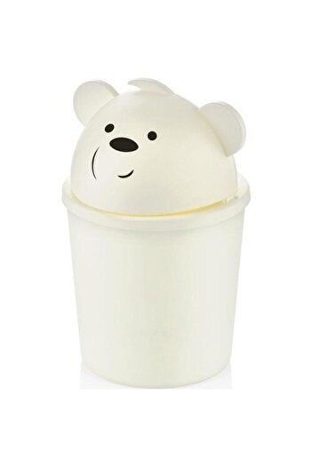 Decorland White Bear Patterned Hippo Trash Can
