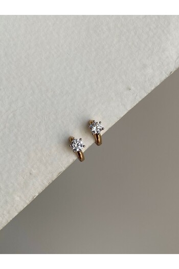 Owentis Steel Rose Gold Single Stone Elegant Hoop Cherida Earrings - Does Not Tarnish -