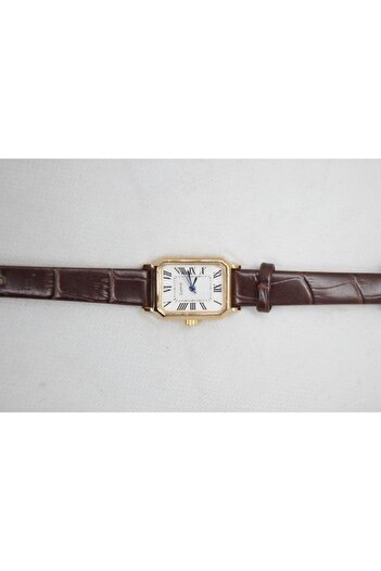 QUARTZ Marka Vintage Roma Rakamlı Deri Yılan Desenli Kordon Kare Çelik Saat