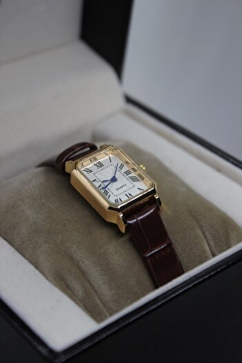 QUARTZ Marka Vintage Roma Rakamlı Deri Yılan Desenli Kordon Kare Çelik Saat