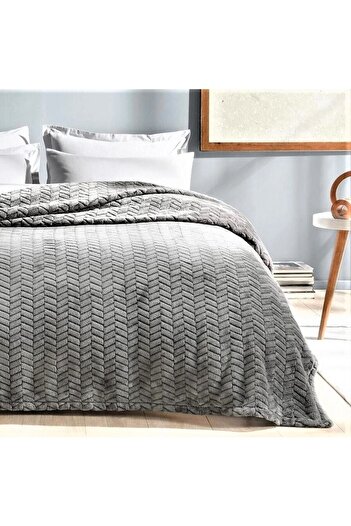 Merinos Modern Line 3 Parça Battaniye Yatak Örtüsü-a.gri