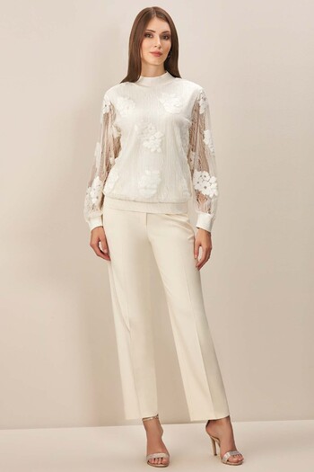 Guitar Ecru Cigarette Woven Trousers