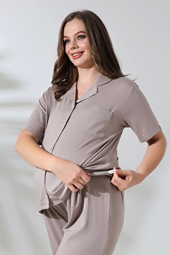 LadyMina Pijama Σετ Πιτζάμες Διπλό Mink Pregnant and Maternity