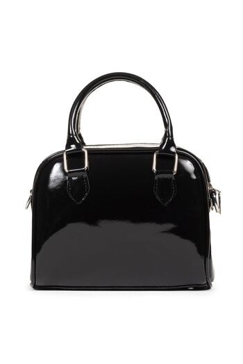 macharel jeans Soft Textured Black Patent Leather Small Size Crossbody Bag