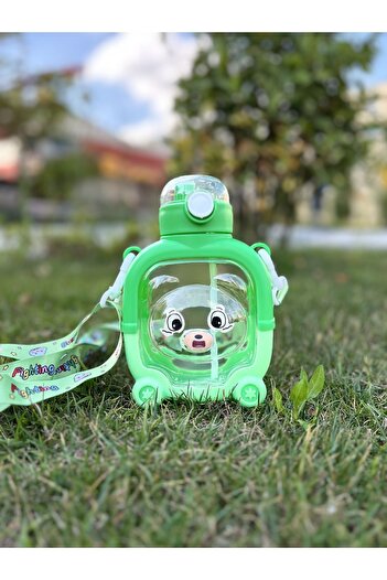 Mugi Store Children's School and Motivational 1000 ML ^3d Sticker 2d Sticker Water Bottle with Neck Strap
