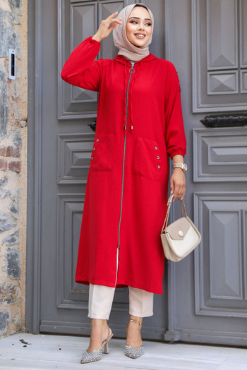 Neva Style - Hooded Red Hijab Cap 511K