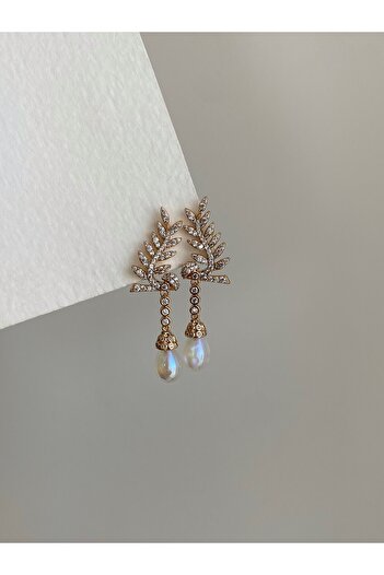Owentis Steel Rose Gold Sparkling Pearl Rhapsody Earrings - Does Not Tarnish -