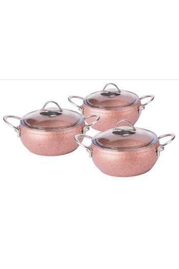 Özkent Casserole Granite 3-Piece Cookware Set Rose Steel