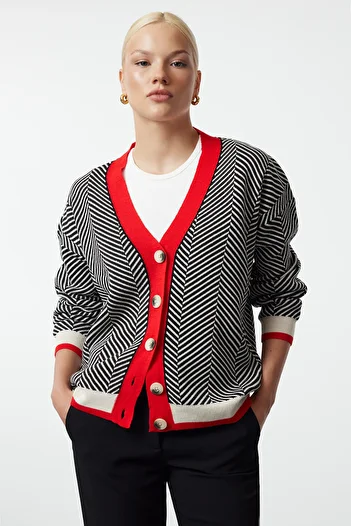 Trendyol Collection Wide Fit Red Knitwear Cardigan - TWOAW22HI0511