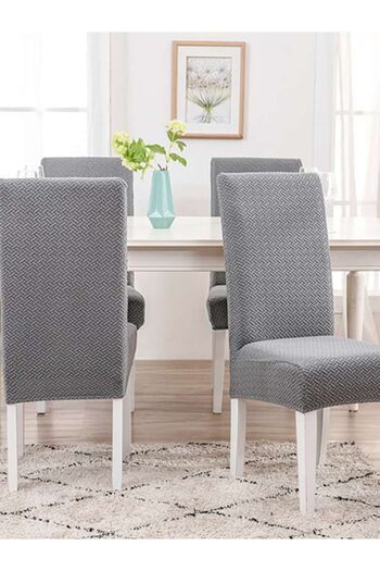 Faiend Tuğla Desen Sandalye Kılıfı Yıkanabilir Likralı Esnek Lastikli Sandalye Örtüsü ( Gri)