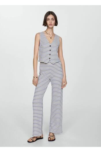 MANGO Woman Striped Lace Blouse