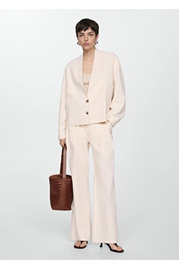 MANGO Woman Cotton V-Neck Jacket