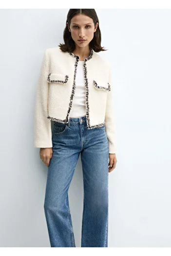 MANGO Woman Tweed Jacket - Contrast Detailed