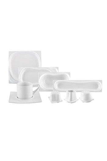 Karaca Block 29 Pieces Porcelain Breakfast/Serving Set for 6 Persons Square