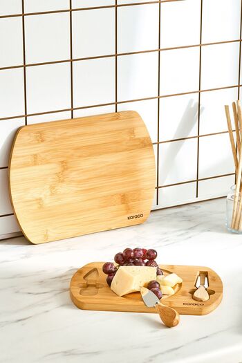 Karaca Lily Bamboo 2-компонентна професионална дъска - за рязане и сервиране, 28/33 cm