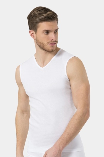TÜREN 2 Pieces Men's V-neck Sleeveless Cotton T-shirt