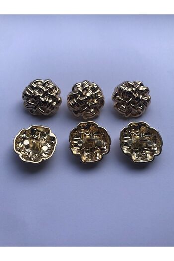 aensia Light GolD metal Button with GolD TwisteD Rose Flower DesiGn - Pack of 36 Sizes