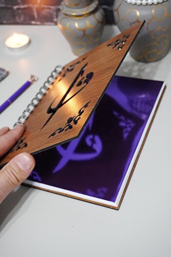 markcat Elif Vav Wooden Notebook - Diary and Gift Notebook - Unlined, A5