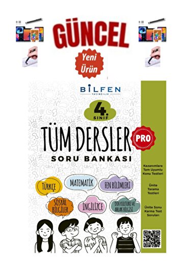 Bilfen Yayıncılık 2025 4.Sınıf Tüm Dersler Pro Soru Bankası(Mat-Fen-Sos-İng.)Kazanımlara Uygun+Dokunmatik Kalem