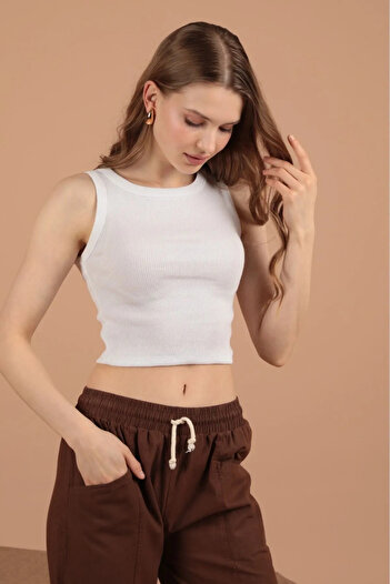 İKLİM LİFE Halter Collar Women's Undershirt - Camisole Fabric Ecru