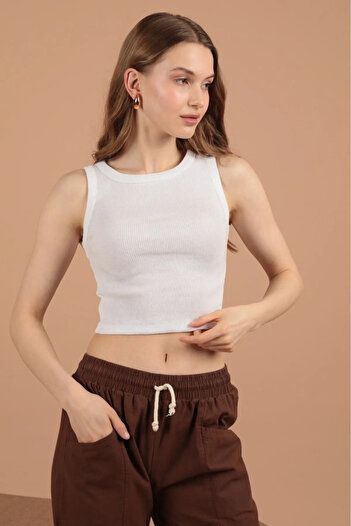 İKLİM LİFE Halter Collar Women's Undershirt - Camisole Fabric Ecru