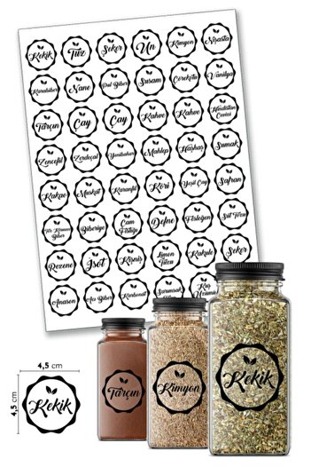 ENGINPRINT Transparent Spice Jar Label, (48 Types) Spice Sticker