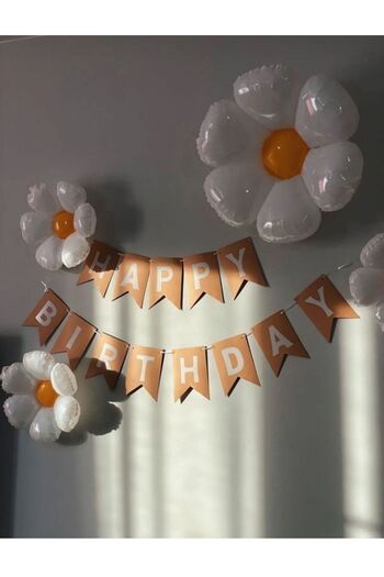 ATAKENT PARTİ Ρετρό Σετ Kraft Happy Birthday με μπαλόνι Daisy