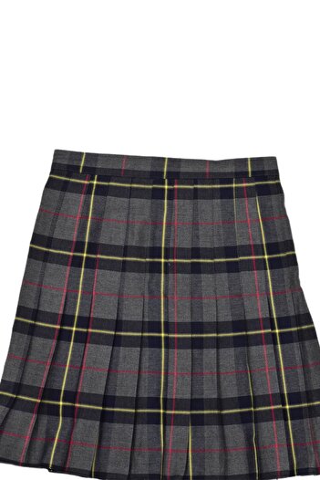 BAGLAN Plaid Patterned Women's College Skirt - Gray Navy Blue, Ataturk-38