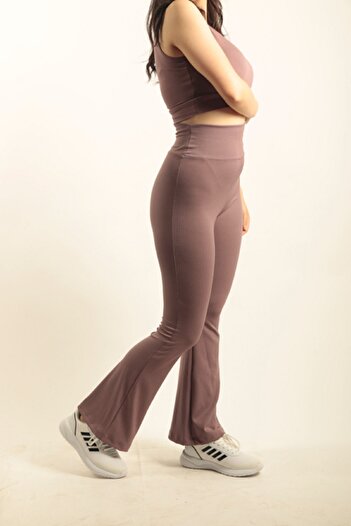 VERA LİFE High Waist Ribbed SPanish Leg Tights and Crop Set
