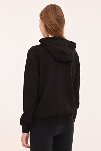Lotto W-GRIS FZ HOODIE 4PR Siyah Kadın Eşofman Üstü