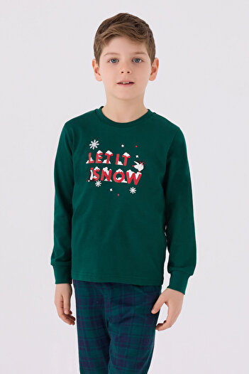 Arnetta Boy's Dark Green Long Sleeve Pajamas Set